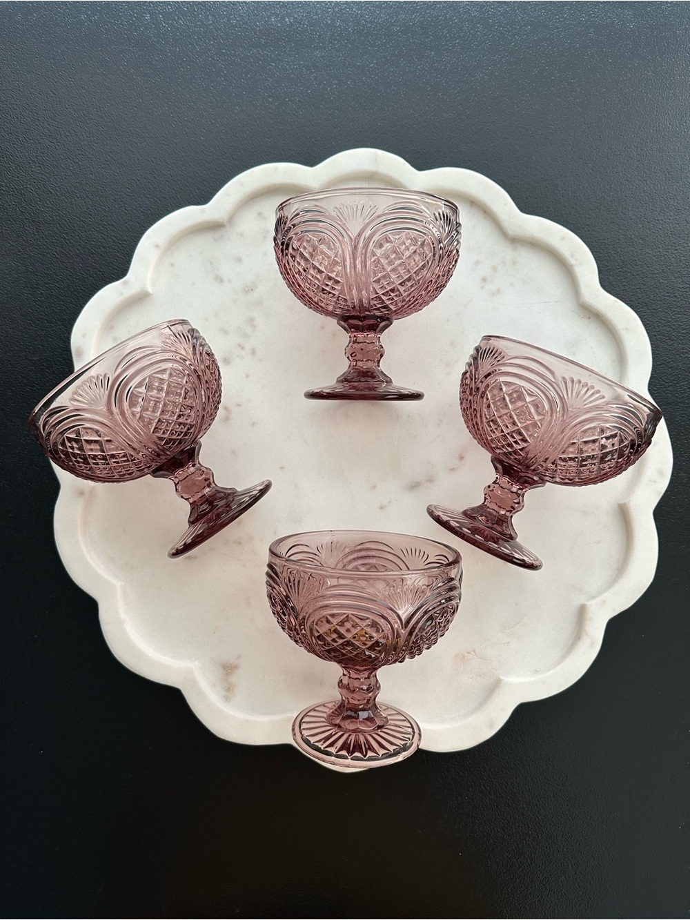 Fitz and Floyd Light Purple/Pinkish Drinking Glass Goblets Set of 4